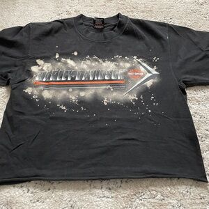 Harley-Davidson Black Crop Top with Thunderbolt Graphic